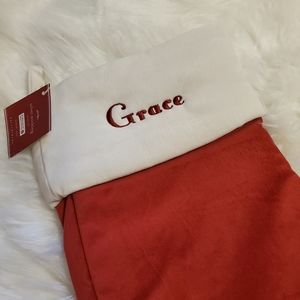 Pottery Barn Classic Velvet Stocking monogrammed "Grace"